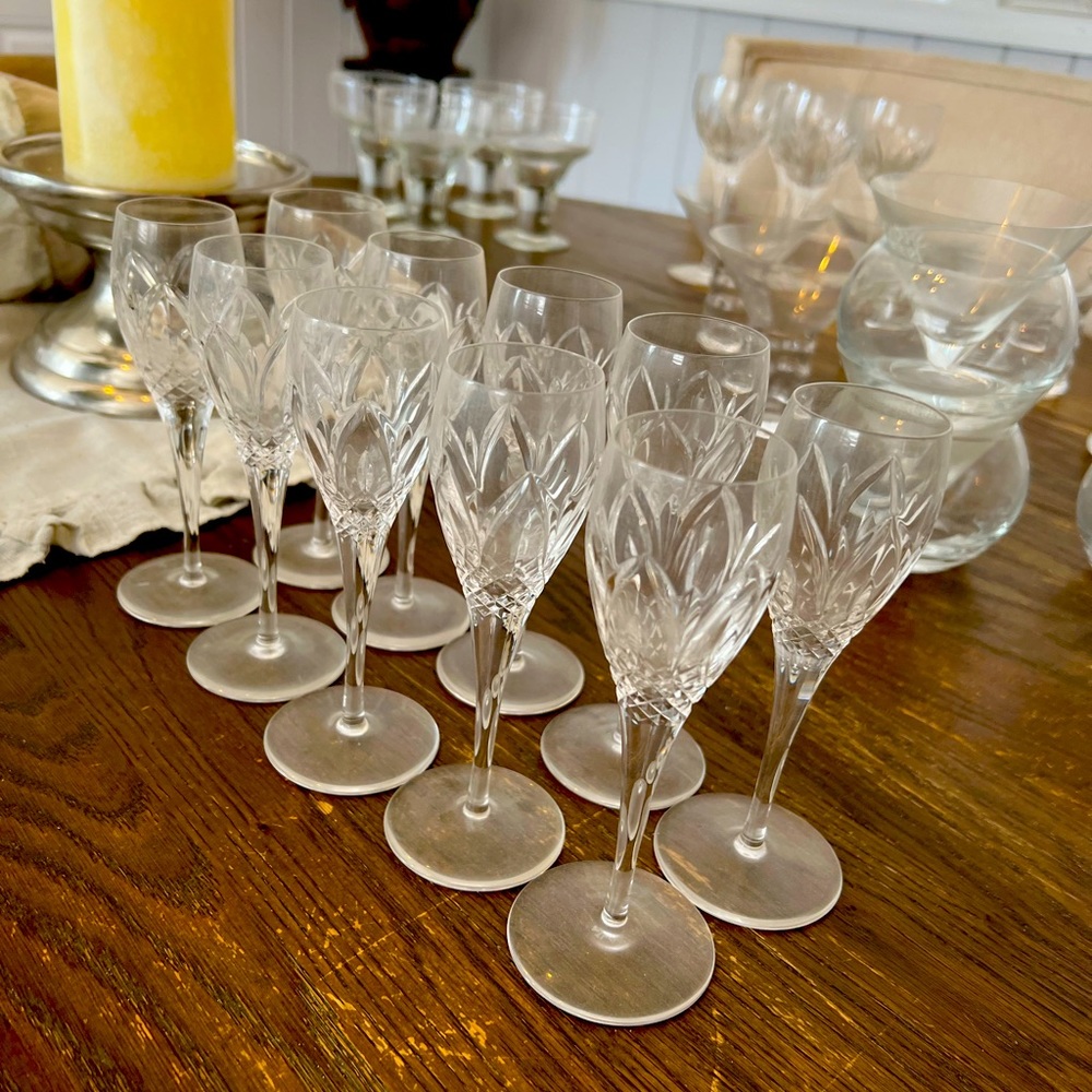 Set of 10 vintage German crystal wine glasses